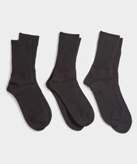 RoToTo Organic Daily 3 Pack Ribbed Crew Socks in Black