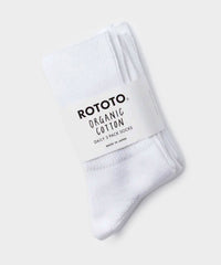 RoToTo Organic Daily 3 Pack Ribbed Crew Socks in White