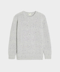 Inis Meáin Aran Cable Crewneck in Grey Fleck