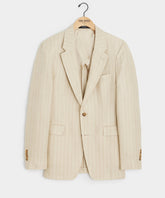 Italian Linen-Silk Sutton Jacket in Tan Pinstripe