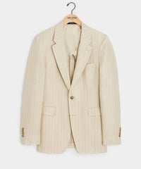 Italian Linen-Silk Sutton Jacket in Tan Pinstripe