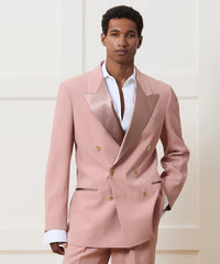 Relaxed Italian Sueded Linen Double-Breasted Tuxedo Jacket