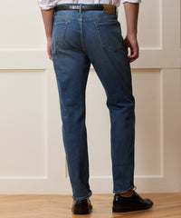 High-Rise Slim Stretch Jean in Medium Indigo