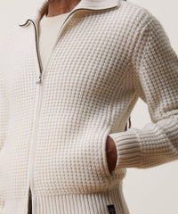 Cashmere Waffle Full-Zip Sweater Jacket