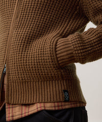 Cashmere Waffle Full-Zip Sweater Jacket
