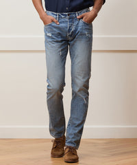 Slim Selvedge Jean in Destroyed Wash