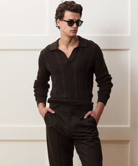 Beechwood Cable Knit Sweater Polo