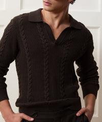 Beechwood Cable Knit Sweater Polo