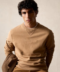 Cotton-Camelhair Fleece Sweatshirt in Camel