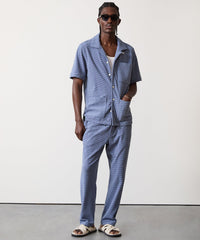 Wave Jacquard Terry Pant in Steel Blue