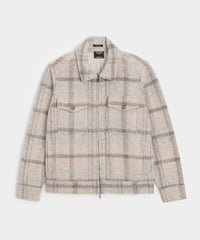 Brushed Plaid Full-Zip Jacket in Stone