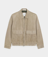 Italian Suede Grant Jacket in Stone