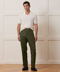 Straight Fit Linen Tab Trouser
