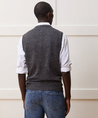 Inis Meáin Linen Crewneck Vest in Charcoal Marl