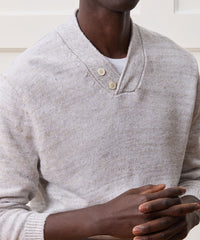 Inis Meáin Linen Hurler V-Neck Sweater in Silver Marl