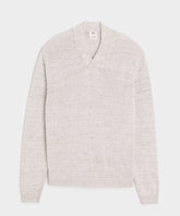 Inis Meáin Linen Hurler V-Neck Sweater in Silver Marl