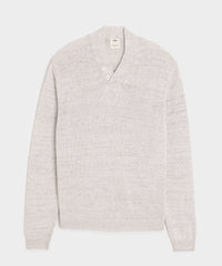 Inis Meáin Linen Hurler V-Neck Sweater in Silver Marl