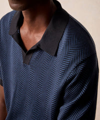 Herringbone Silk-Cotton Montauk Sweater Polo