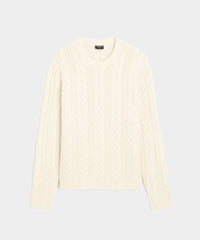 Wool Cable Crewneck Sweater in Bisque