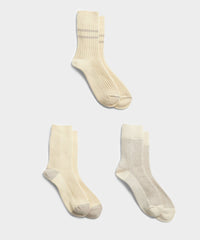 RoToTo Special Trio Socks in Off White / Grey