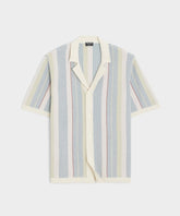 Cotton Silk Stripe Bungalow Polo in Dusty Lavender