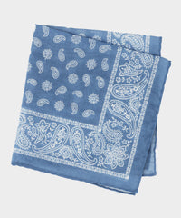 Italian Bandana Print Pocket Square in Light Blue