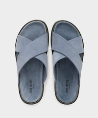 Nomad Suede Crossover Sandal in Steel Blue
