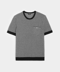 Premium Cashmere Pocket Tee in Black Stripe