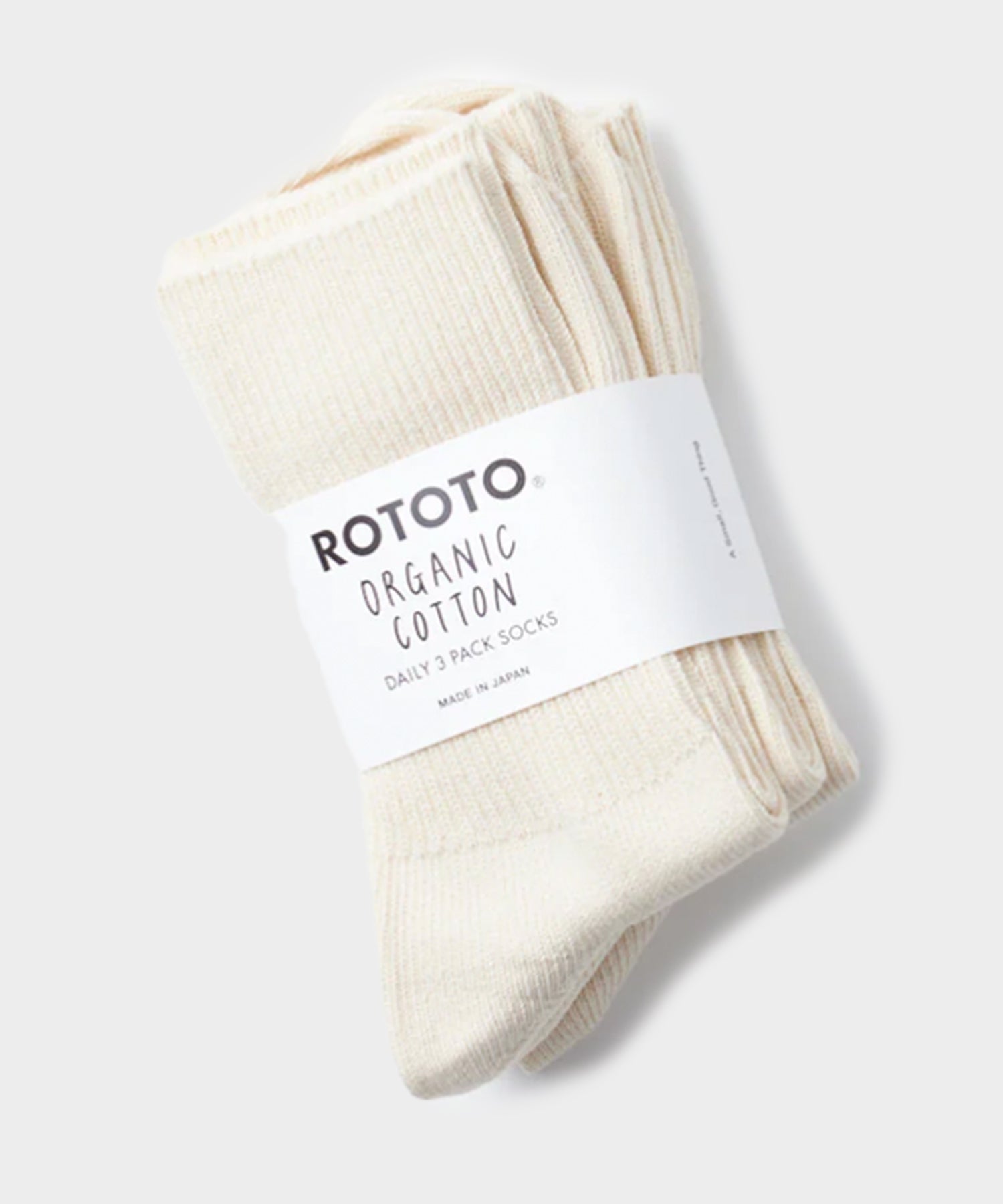 RoToTo Organic Daily 3 Pack Crew Socks in Ecru