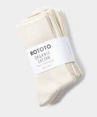 RoToTo Organic Daily 3 Pack Crew Socks in Ecru