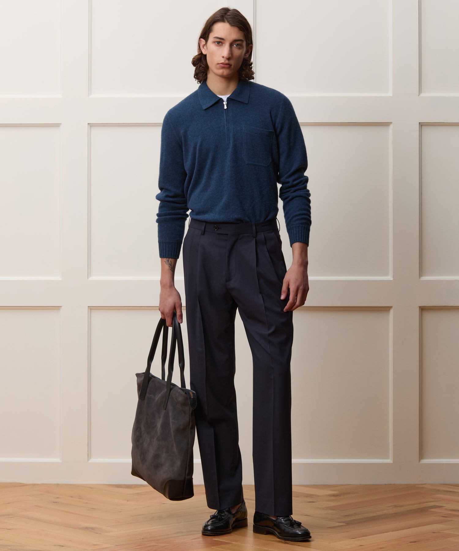 Italian Cashmere Half-Zip Sweater Polo