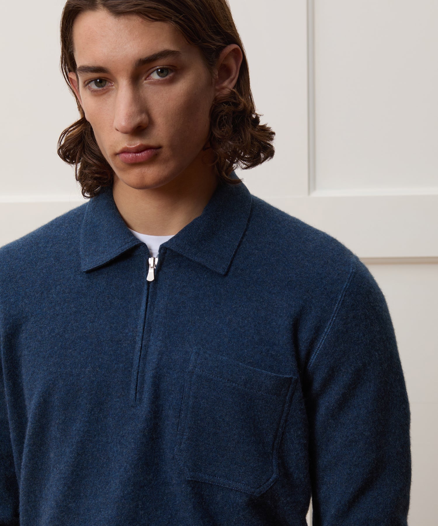 Italian Cashmere Half-Zip Sweater Polo