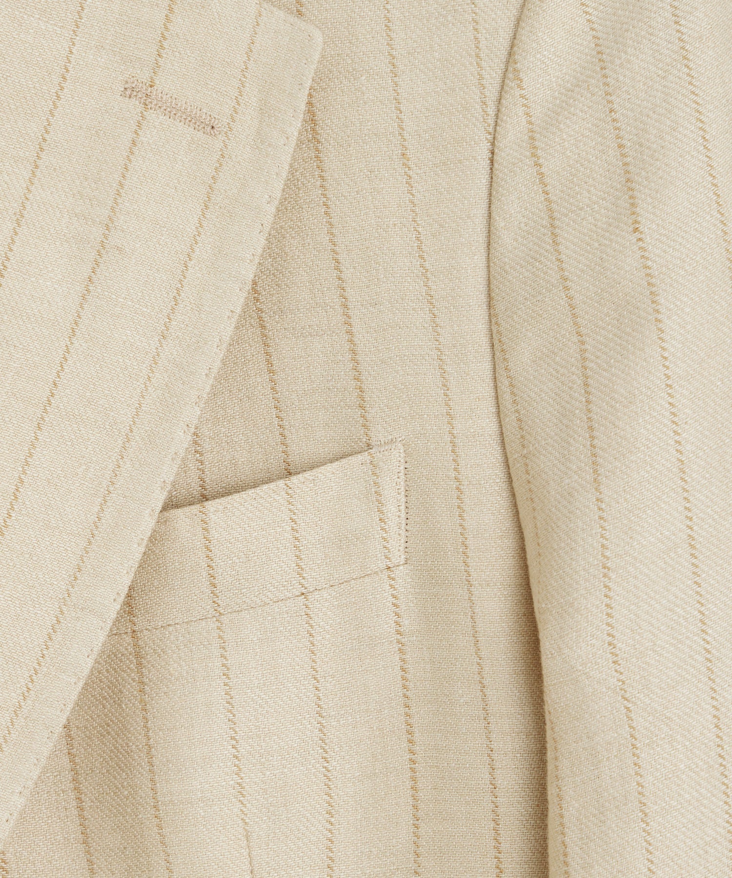 Italian Linen-Silk Sutton Jacket in Tan Pinstripe