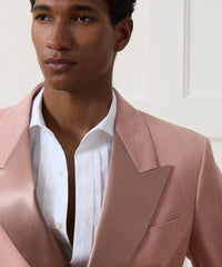 Relaxed Italian Sueded Linen Double-Breasted Tuxedo Jacket