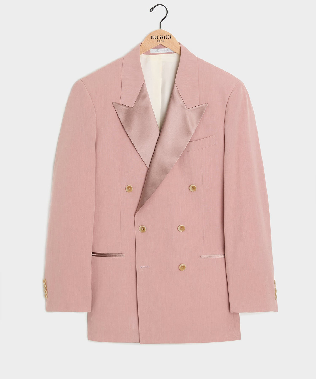 Relaxed Italian Sueded Linen Double-Breasted Tuxedo Jacket