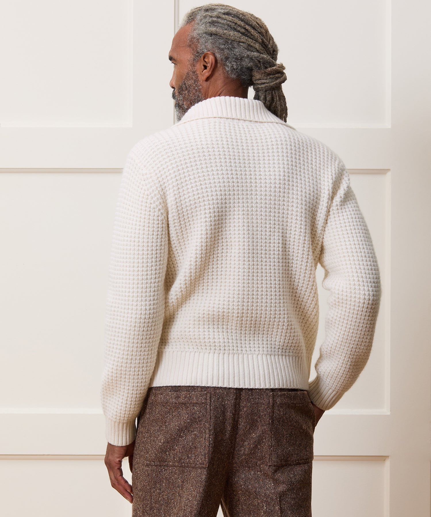 Cashmere Waffle Full-Zip Sweater Jacket