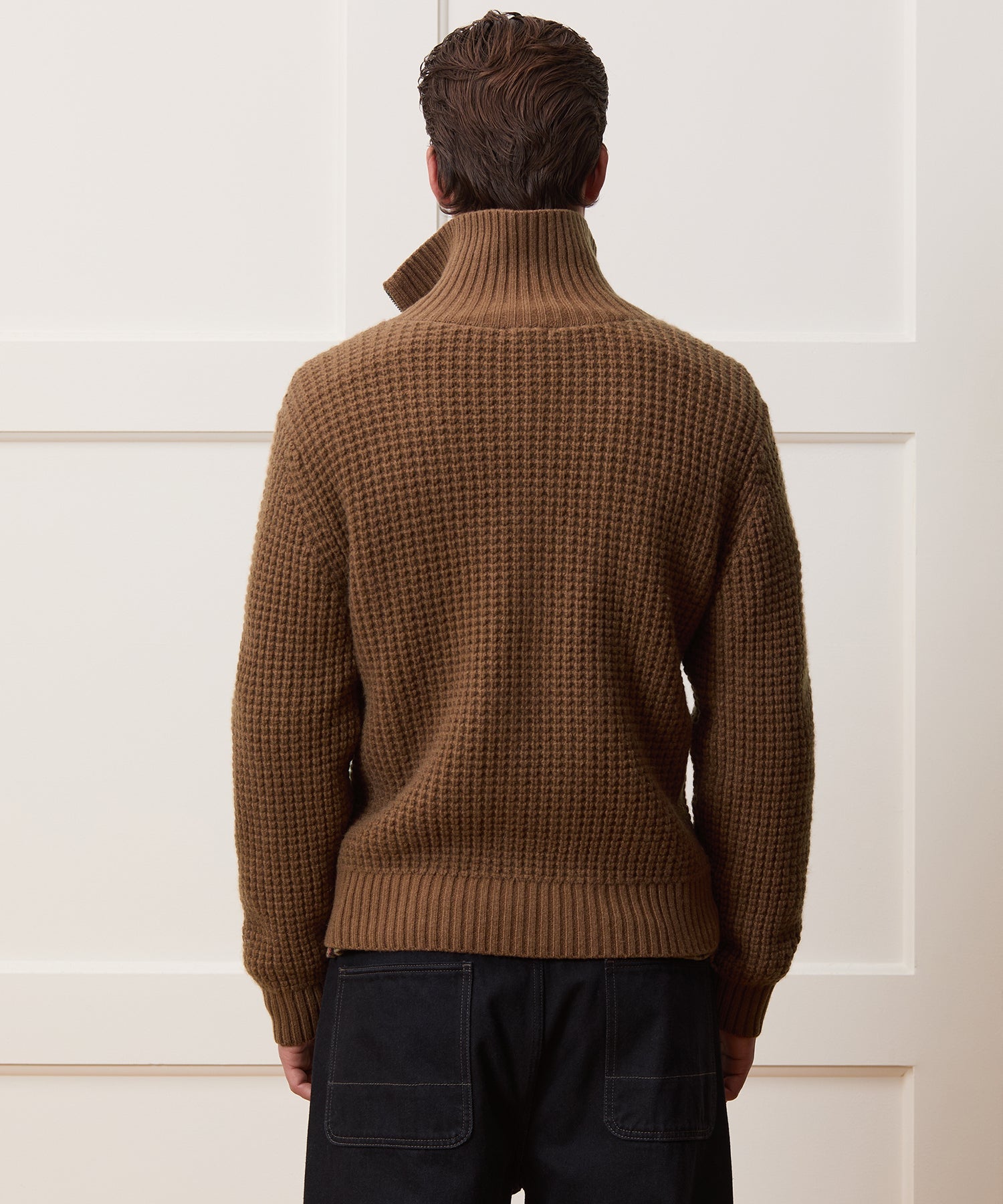 Cashmere Waffle Full-Zip Sweater Jacket
