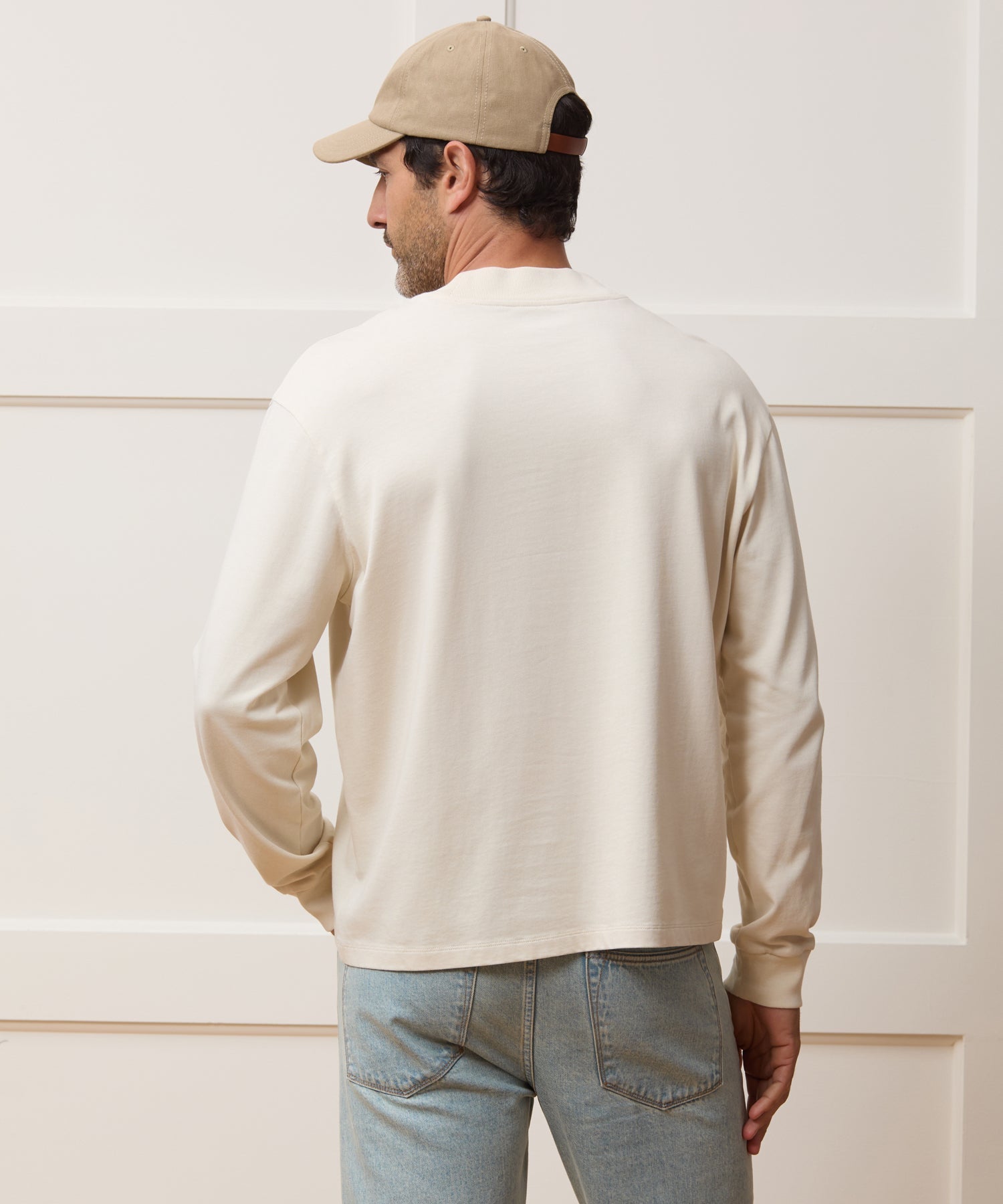 Relaxed Portuguese Jersey Mock Neck Tee