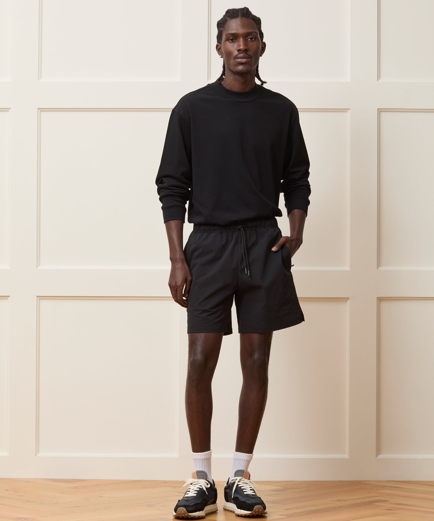 Relaxed Portuguese Jersey Mock Neck Tee