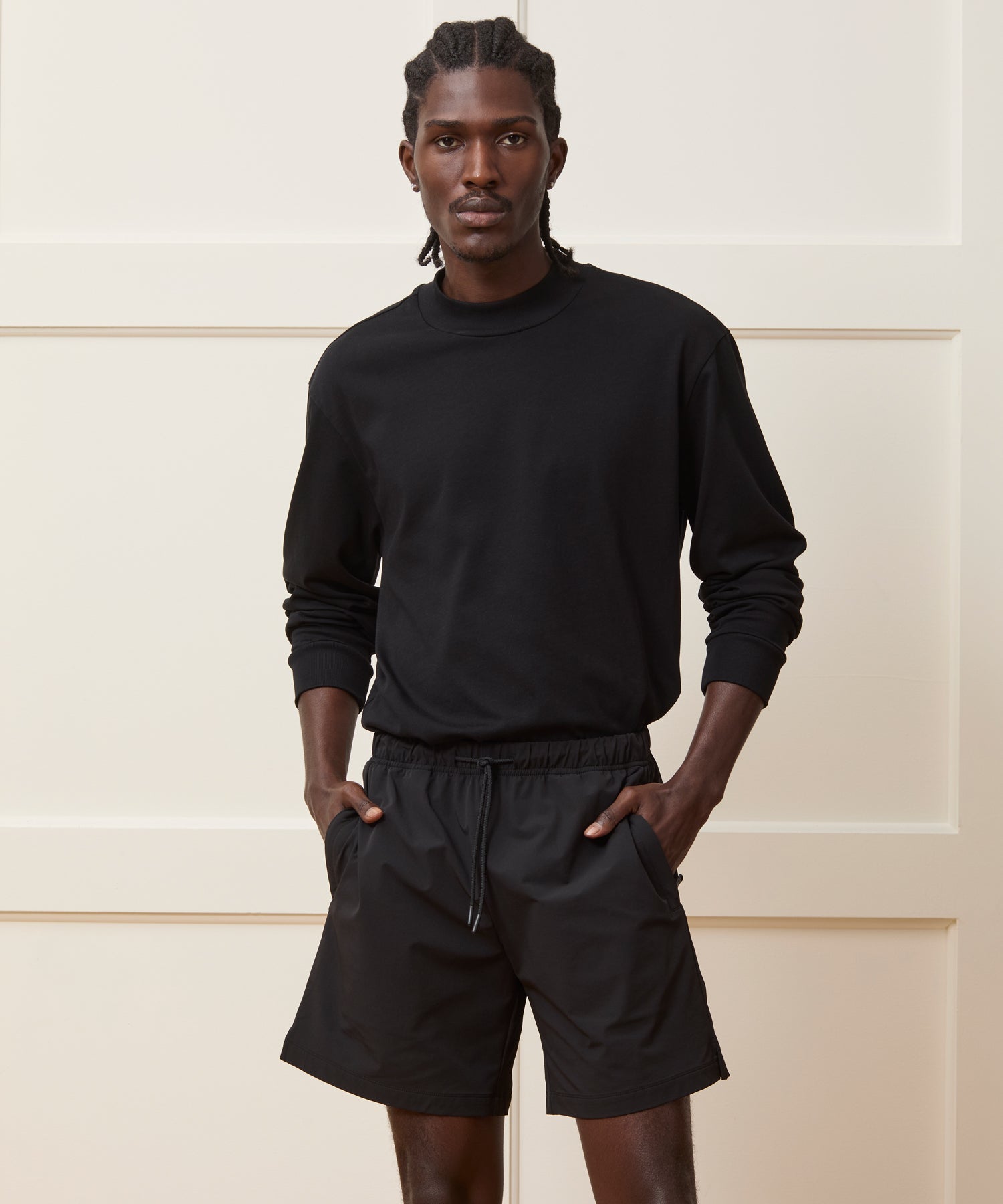 Relaxed Portuguese Jersey Mock Neck Tee