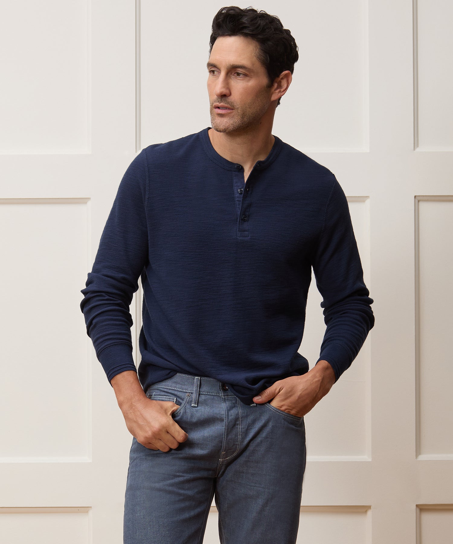 Lightweight Mini Waffle Henley