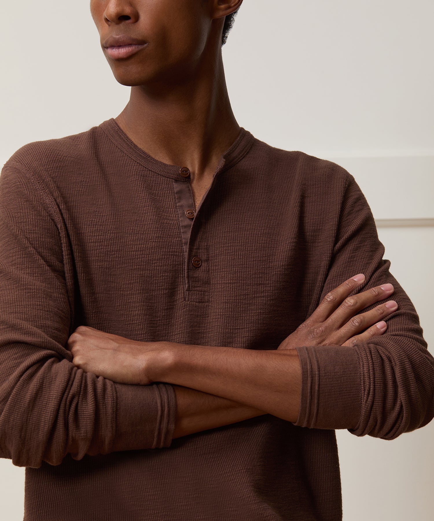 Lightweight Mini Waffle Henley