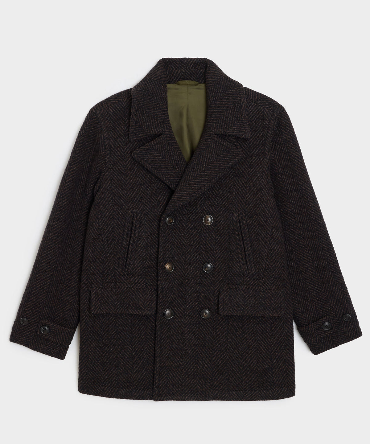 Italian Wool Herringbone Peacoat