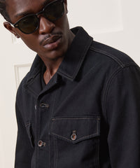 Cropped Denim Eisenhower Jacket