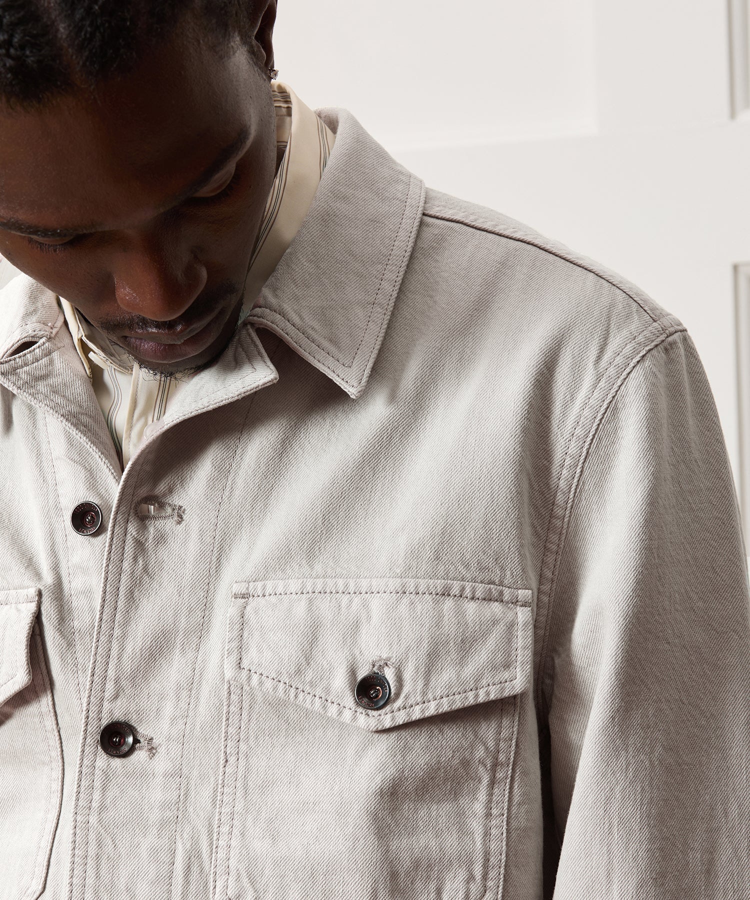 Cropped Denim Eisenhower Jacket