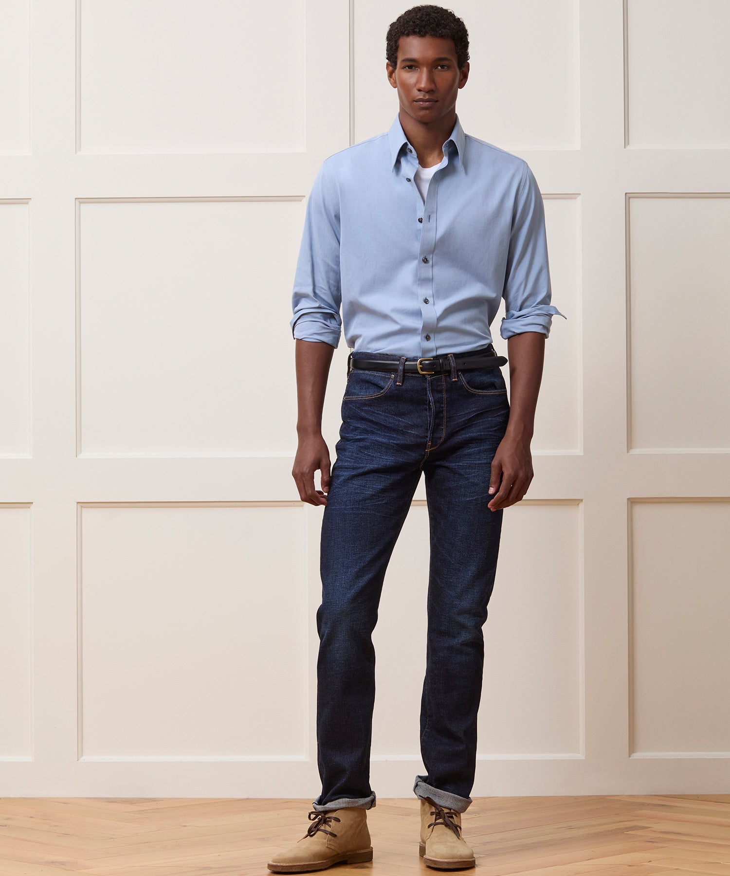 Straight Japanese Selvedge Stretch Jean in Worn Indigo