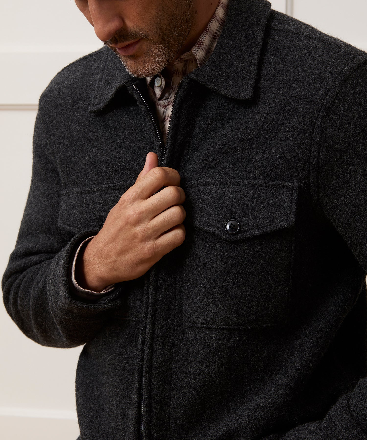 Italian Boiled Wool Full-Zip CPO Jacket