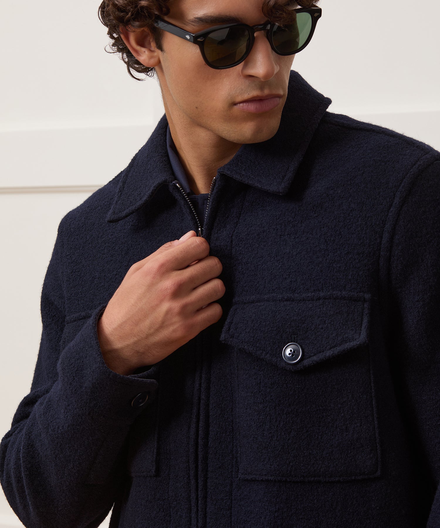 Italian Boiled Wool Full-Zip CPO Jacket