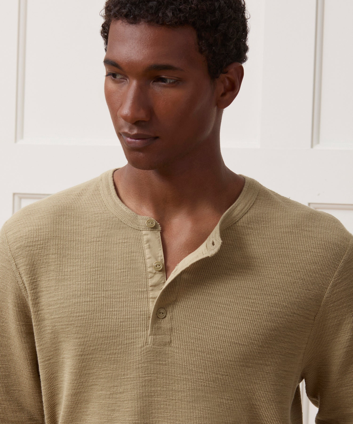 Lightweight Mini Waffle Henley