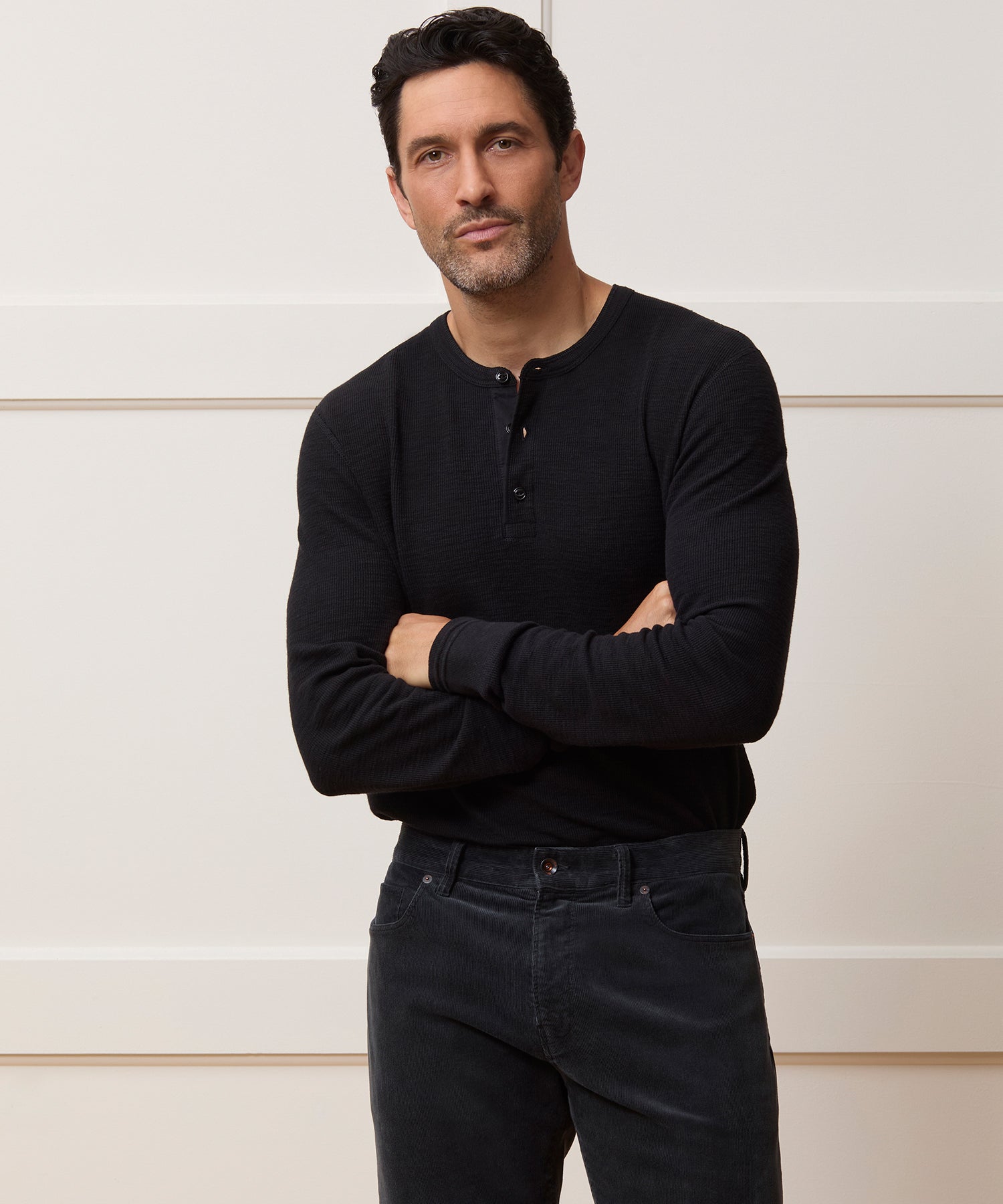 Lightweight Mini Waffle Henley